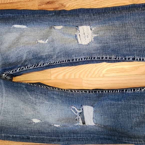 BKE Blue Distressed Payton Style Jeans Mid Rise Bootcut Size 30 X 31.5 Stretchy - Picture 2 of 15